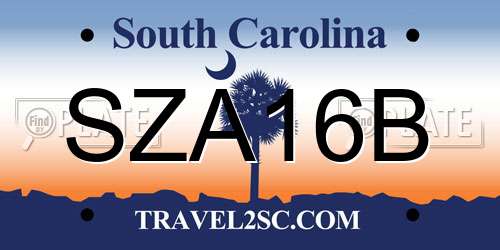 SZA16B South Carolina License Plate