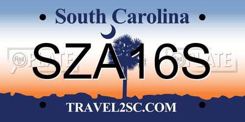 SZA16S South Carolina License Plate