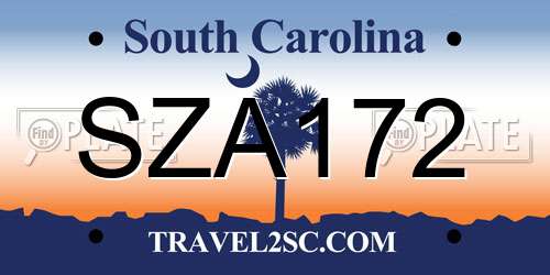 SZA172 South Carolina License Plate