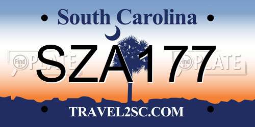 SZA177 South Carolina License Plate