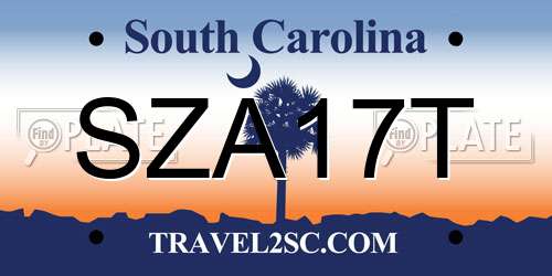SZA17T South Carolina License Plate