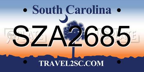 SZA2685 South Carolina License Plate