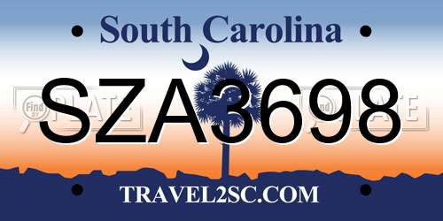 SZA3698 South Carolina License Plate