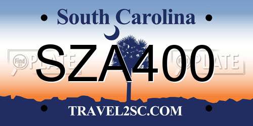 SZA400 South Carolina License Plate