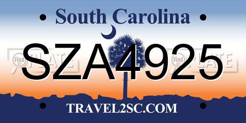 SZA4925 South Carolina License Plate