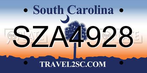 SZA4928 South Carolina License Plate