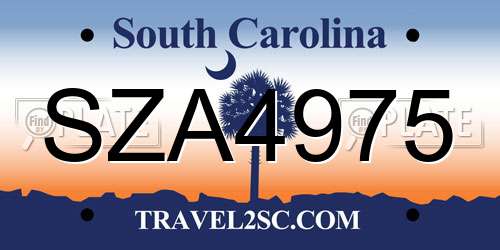 SZA4975 South Carolina License Plate