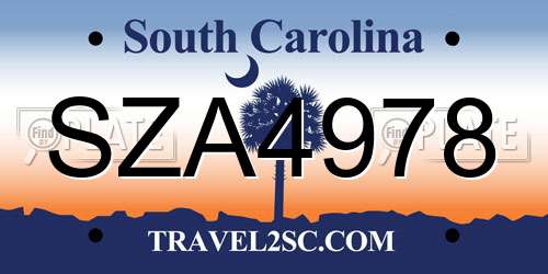 SZA4978 South Carolina License Plate