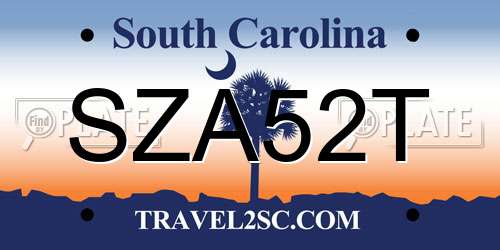 SZA52T South Carolina License Plate