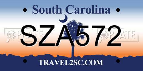 SZA572 South Carolina License Plate
