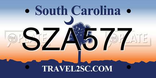SZA577 South Carolina License Plate