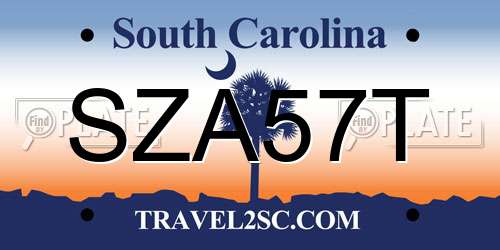 SZA57T South Carolina License Plate