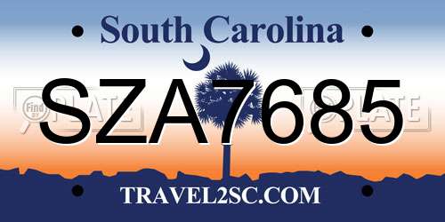 SZA7685 South Carolina License Plate
