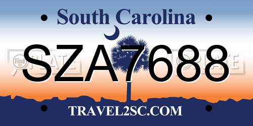 SZA7688 South Carolina License Plate