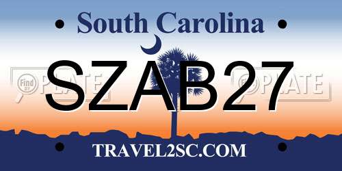 SZAB27 South Carolina License Plate