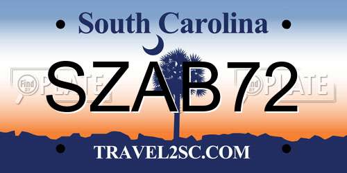 SZAB72 South Carolina License Plate