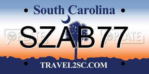 SZAB77 South Carolina License Plate