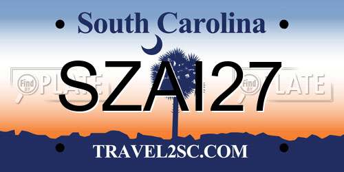 SZAI27 South Carolina License Plate