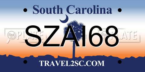 SZAI68 South Carolina License Plate