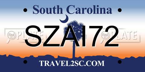 SZAI72 South Carolina License Plate