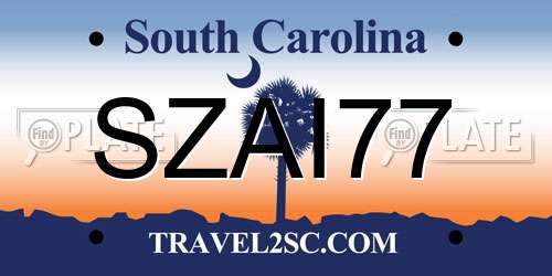 SZAI77 South Carolina License Plate