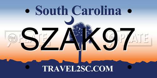 SZAK97 South Carolina License Plate