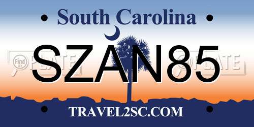 SZAN85 South Carolina License Plate