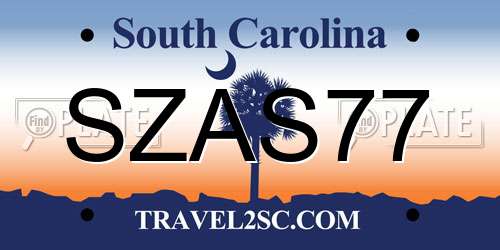 SZAS77 South Carolina License Plate