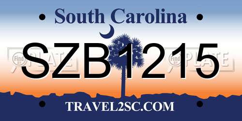 SZB1215 South Carolina License Plate