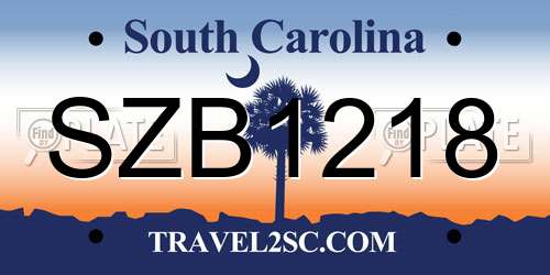 SZB1218 South Carolina License Plate