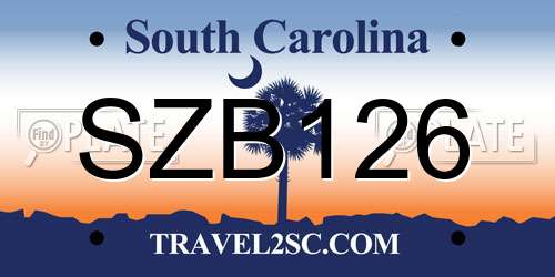 SZB126 South Carolina License Plate