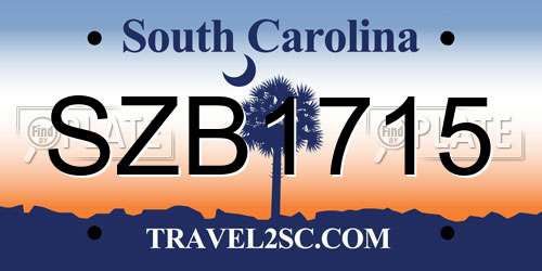 SZB1715 South Carolina License Plate