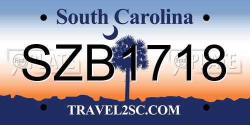 SZB1718 South Carolina License Plate