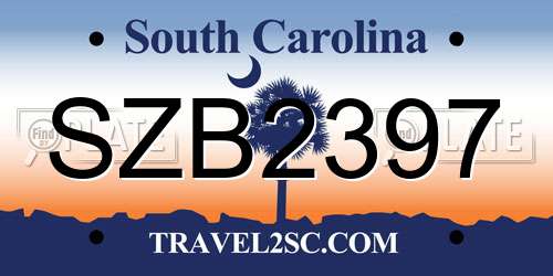 SZB2397 South Carolina License Plate