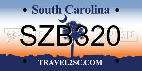 SZB320 South Carolina License Plate