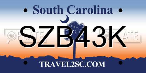 SZB43K South Carolina License Plate