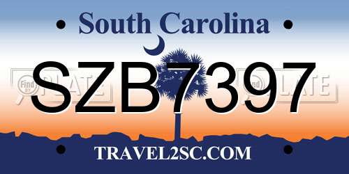 SZB7397 South Carolina License Plate