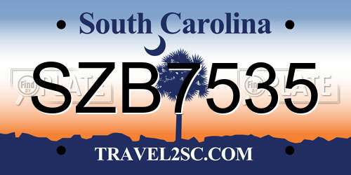 SZB7535 South Carolina License Plate