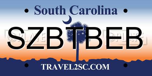 SZBTBEB South Carolina License Plate