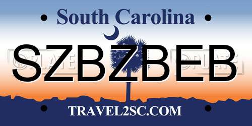 SZBZBEB South Carolina License Plate