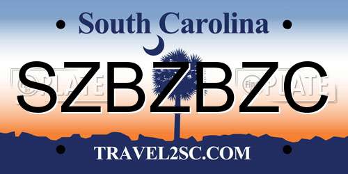 SZBZBZC South Carolina License Plate