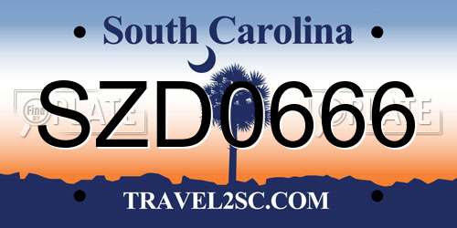 SZD0666 South Carolina License Plate