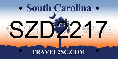 SZD2217 South Carolina License Plate