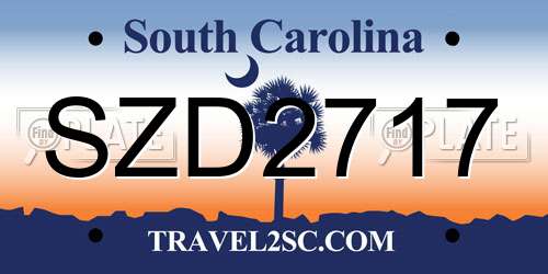 SZD2717 South Carolina License Plate
