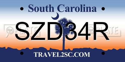SZD34R South Carolina License Plate