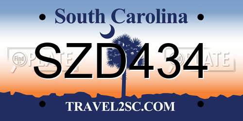 SZD434 South Carolina License Plate