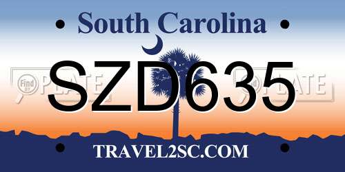 SZD635 South Carolina License Plate