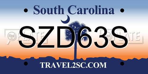SZD63S South Carolina License Plate