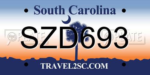 SZD693 South Carolina License Plate