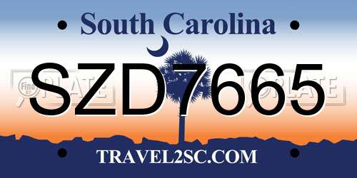 SZD7665 South Carolina License Plate